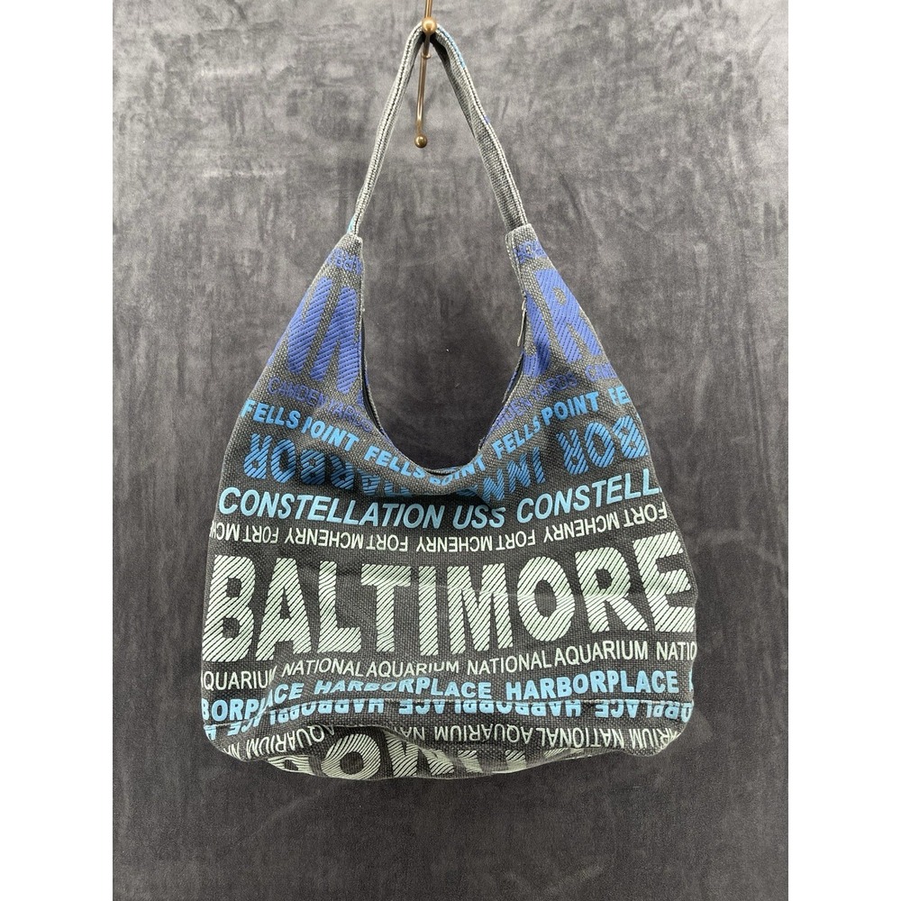 Robin Ruth Baltimore Canvas Hobo Shoulder Bag Harborplace Travel Souvenir Blue